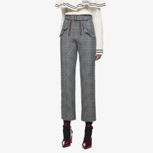 Self-Portrait Lexi Prince of Wales Woven Straight-Leg Pants Plaid Trouser